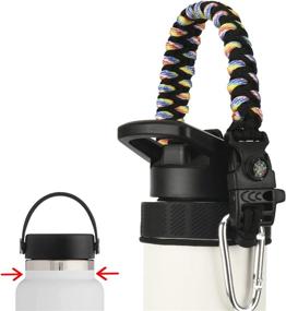 img 4 attached to 🌀 Optimized Miracredo Paracord Handle for Hydro Flask 2.0 Wide &amp; Standard Mouth Bottles - 12 oz to 64 oz, With Rubber Ring &amp; Carabiner, Easy Carry Strap Holder for Hydro Flask