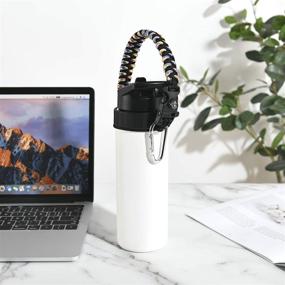 img 3 attached to 🌀 Optimized Miracredo Paracord Handle for Hydro Flask 2.0 Wide &amp; Standard Mouth Bottles - 12 oz to 64 oz, With Rubber Ring &amp; Carabiner, Easy Carry Strap Holder for Hydro Flask