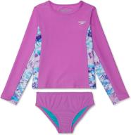 girls' long sleeve uv swim shirt rashguard set by speedo logo