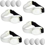 4-pack led glow armbands bracelets – lights up flashlights for runners, joggers, cyclists – safety lights for men, women, pet owners – includes extra button battery logo