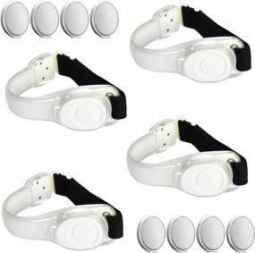 img 4 attached to 4-Pack LED Glow Armbands Bracelets – Lights Up Flashlights for Runners, Joggers, Cyclists – Safety Lights for Men, Women, Pet Owners – Includes Extra Button Battery