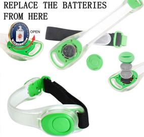 img 2 attached to 4-Pack LED Glow Armbands Bracelets – Lights Up Flashlights for Runners, Joggers, Cyclists – Safety Lights for Men, Women, Pet Owners – Includes Extra Button Battery