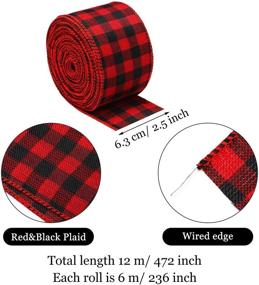 img 3 attached to 🎁 Christmas Ribbon Red and Black Plaid - 2 Rolls of 2.5 Inch Wide Wired Ribbon for Gift Wrapping Crafts - 472 Inches Total Length - Ideal for Christmas Wrapping Supplies