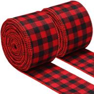 🎁 christmas ribbon red and black plaid - 2 rolls of 2.5 inch wide wired ribbon for gift wrapping crafts - 472 inches total length - ideal for christmas wrapping supplies logo