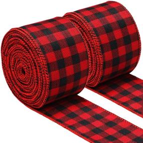 img 4 attached to 🎁 Christmas Ribbon Red and Black Plaid - 2 Rolls of 2.5 Inch Wide Wired Ribbon for Gift Wrapping Crafts - 472 Inches Total Length - Ideal for Christmas Wrapping Supplies