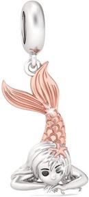 img 4 attached to 🧜 GNOCE Mermaid Girl 925 Sterling Silver Charms Beads Gold Pendants for Women's Necklaces & Bracelets - Jewelry Gift for Girls, Women, Wife, and Daughter