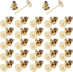 img 4 attached to Gold Hypoallergenic 200 Pcs Stainless 💎 Steel Earring Posts and Backs for Jewelry Making