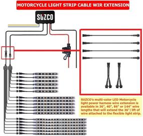 img 3 attached to 🌈 SUZCO Стрип-подсветка для мотоцикла LED длиной 36"/90 см с 4-контактным RGB-комплектом - Набор для продления провода и подсветки автомобиля, Многоцветная атмосферная подсветка с удлинителями питания для мотоцикла, автомобиля, ATV, грузовика, джипа