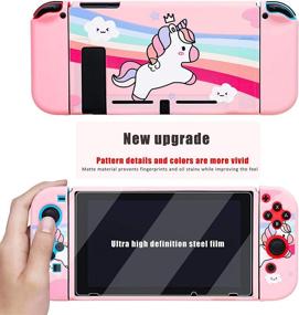 img 2 attached to 🦄 Add Fun & Fashion to your Nintendo Switch with OQPA Cute Kawaii Cartoon Switch Case - Pink Unicorn Design, including Screen Protector & Soft TPU Cases for Girls, Kids, and Women