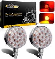 🚛 enhance safety with partsam 2pcs round double face led pedestal lights for semi trucks & trailers logo