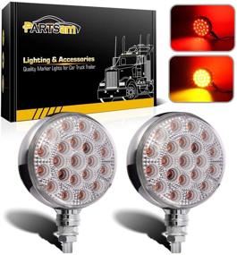 img 4 attached to 🚛 Enhance Safety with Partsam 2Pcs Round Double Face LED Pedestal Lights for Semi Trucks & Trailers