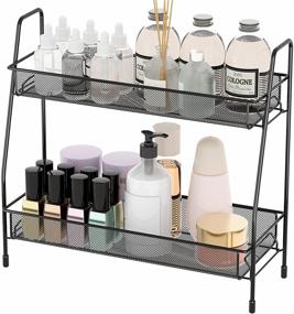 img 4 attached to 🔥 EKNITEY Countertop Spice Rack Organizer, 2-Tier Bathroom Shelf, Desktop Makeup Organizer, Small Kitchen and Bathroom Storage Rack for Bedroom and Office (Black)