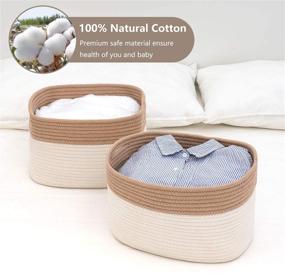 img 2 attached to 📦 Organize in Style: UBBCARE Cotton Rope Storage Baskets Set - Foldable Decorative Woven Bin with Handles for Clothes, Toys, and More - 3 Cube Organizer for Home, Nursery, and Office