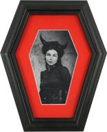 👻 dravira coffin picture frame - spooky gothic home decor - 4x6, black frame for wall or tabletop - hd plexiglass front - includes devil lady photo! логотип