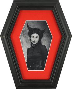 img 4 attached to 👻 Dravira Coffin Picture Frame - Spooky Gothic Home Decor - 4x6, Black Frame for Wall or Tabletop - HD Plexiglass front - Includes Devil Lady Photo!