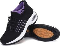 ultimate comfort and style: women's slip-on mesh air cushion walking shoes sock sneakers logo