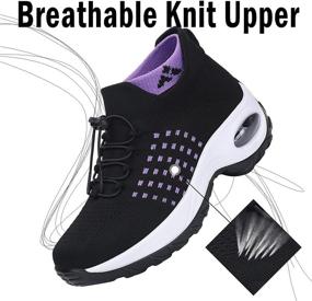 img 3 attached to Ultimate Comfort and Style: Women's Slip-On Mesh Air Cushion Walking Shoes Sock Sneakers