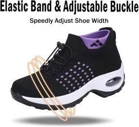 img 2 attached to Ultimate Comfort and Style: Women's Slip-On Mesh Air Cushion Walking Shoes Sock Sneakers