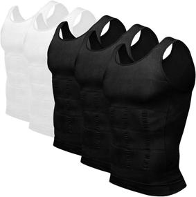 img 4 attached to Odoland 5-Pack Men's Slimming Tummy Vest Thermal Compression Shirts - Sleeveless Tank Tops for Body Shaping