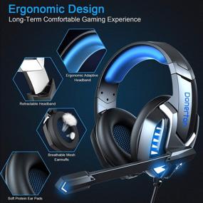 img 3 attached to Donerton Gaming Headset - Over-Ear Gaming Headphones with Noise-Canceling Mic, Stereo Bass Surround Sound, LED Light, Soft Memory Earmuffs Compatible with PS4, PC, Laptop, and Tablet