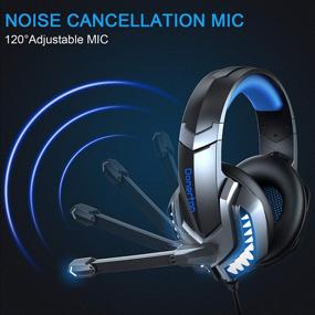 img 1 attached to Donerton Gaming Headset - Over-Ear Gaming Headphones with Noise-Canceling Mic, Stereo Bass Surround Sound, LED Light, Soft Memory Earmuffs Compatible with PS4, PC, Laptop, and Tablet