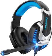donerton gaming headset - over-ear gaming headphones with noise-canceling mic, stereo bass surround sound, led light, soft memory earmuffs compatible with ps4, pc, laptop, and tablet логотип