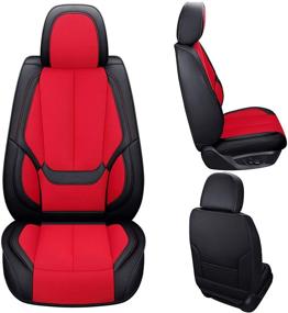 img 3 attached to 🚗 Coverado Red Front Seat Covers - 2 Piece Car Seat Protectors for Sedans, SUVs, and Pick-up Trucks