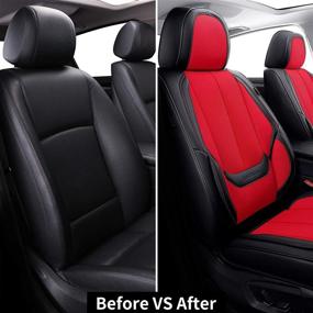 img 1 attached to 🚗 Coverado Red Front Seat Covers - 2 Piece Car Seat Protectors for Sedans, SUVs, and Pick-up Trucks
