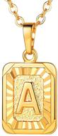 u7 monogram necklace: a-z 26 letters 18k gold/platinum squares for women & men - resizable chain 20"-22". logo