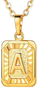 img 4 attached to U7 Monogram Necklace: A-Z 26 Letters 18K Gold/Platinum Squares for Women & Men - Resizable Chain 20"-22".