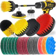 holikme 29 piece drill brush attachment set | power scrubber brush kit for all-purpose cleaning - ideal for bathroom, kitchen surfaces, grout, tub, corners, and automotive | black logo