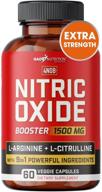 💪 nitric oxide supplement - 1500mg with l arginine, l citrulline, tribulus extract & aakg + maca root - boost pre-workout, enhance muscle building - extra strength & endurance - made in usa logo