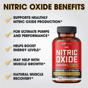 img 1 attached to 💪 Nitric Oxide Supplement - 1500mg with L Arginine, L Citrulline, Tribulus Extract & AAKG + Maca Root - Boost Pre-Workout, Enhance Muscle Building - Extra Strength & Endurance - Made in USA