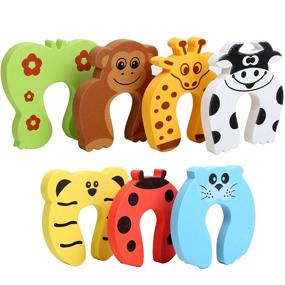 img 4 attached to 7Pcs Baby Finger Pinch Guard Set - HNYYZL Cartoon Animal Door Stop Soft Foam Cushion Finger Protector. Prevent Injuries, Slamming Doors, Locking Child or Pet in Room.