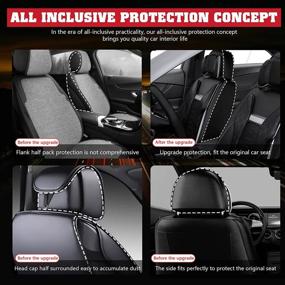 img 1 attached to 5PCS Angel Wings Car Seat Covers - Full Set, Black & White - Waterproof PU Leather - Universal Comfortable Breathable Auto Interior Accessories for Cars SUVs Pick-up Trucks