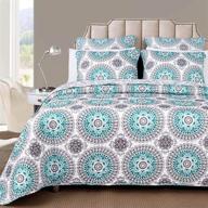 driftaway 3 piece bella reversible quilt set: medallion floral pattern bedspreads coverlets, prewashed aqua gray queen cover - stylish and versatile logo
