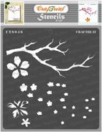 craftreat cherry blossom tree layered flower stencils for painting on wood, canvas, paper, fabric, floor, wall and tile - 6x6 inches - reusable diy art and craft stencils for painting flowers logo