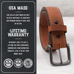 img 2 attached to 👔 Brown Grain Leather Men's Outrider Belt - Essential Accessory