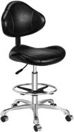 🪑 kaleurrier adjustable ergonomic drafting chair with back support - multi-functional swivel rolling stool for home office desk - height adjustable & multi-purpose design (black) логотип