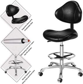 img 1 attached to 🪑 Kaleurrier Adjustable Ergonomic Drafting Chair with Back Support - Multi-Functional Swivel Rolling Stool for Home Office Desk - Height Adjustable & Multi-Purpose Design (Black)