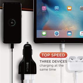 img 1 attached to 🔌 Coga Car Charger - 3-Port Qualcomm Quick Charge 3.0, 7A/35W, Type C, Compatible with iPhone XR/Xs/Max/X/8/7/Plus, iPad Pro/Air 2/Mini, Galaxy, LG, HTC, and More