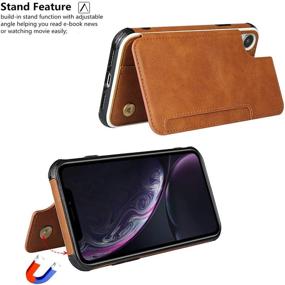 img 1 attached to 📱 iCoverCase iPhone XR Wallet Case with Card Slots and Wrist Strap – Premium PU Leather Kickstand, Double Magnetic Clasp, Shockproof Flip Folio Cover with Lanyard (Khaki)