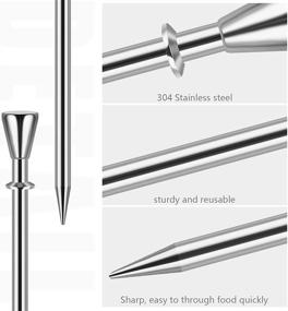 img 3 attached to 🍸 Стильные и прочные коктейльные шпажки из нержавеющей стали - набор из 20 оливковых зубочисток для мартини для бара, барбекю и фруктов.