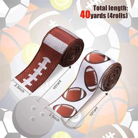 img 3 attached to 🏈 Football Wired Edge Ribbon: 40 Yards Sport Ball Craft Ribbon in Green, Brown, and White – Ideal for Wrapping and DIY Crafts, 4 Rolls