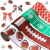 🏈 football wired edge ribbon: 40 yards sport ball craft ribbon in green, brown, and white – ideal for wrapping and diy crafts, 4 rolls logo