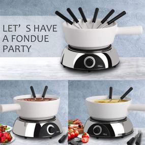 img 3 attached to 🧀 Artestia Electric Fondue Set for Cheese and Chocolate - Ceramic Caquelon, Glossy Base with White Matt Pot - Serves 6 Persons