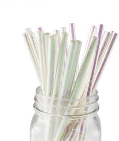 img 4 attached to 🍸 Ipalmay Foil Iridescent Pink Pearl Cocktail Straws - Pack of 100, Biodegradable & Disposable, 7.75 Inches