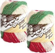 🎄 bulk buy: lily sugar 'n cream 100% cotton yarn (2-pack) - holiday stripes #21532 logo