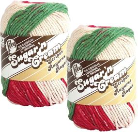 img 1 attached to 🎄 Bulk Buy: Lily Sugar 'n Cream 100% Cotton Yarn (2-Pack) - Holiday Stripes #21532