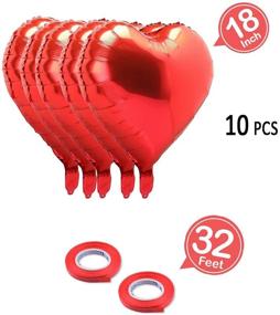 img 3 attached to ❤️ Stunning 18 Inch Red Mylar Heart Balloons for Valentines Day, Wedding, Engagement - Set of 10